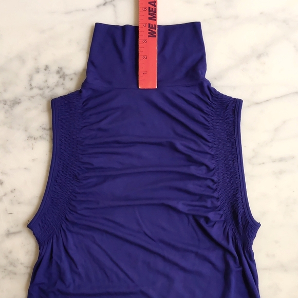 NWOT. The Limited Rayon and Spandex Purple Turtleneck Sleeveless with Design Top - Picture 3 of 6